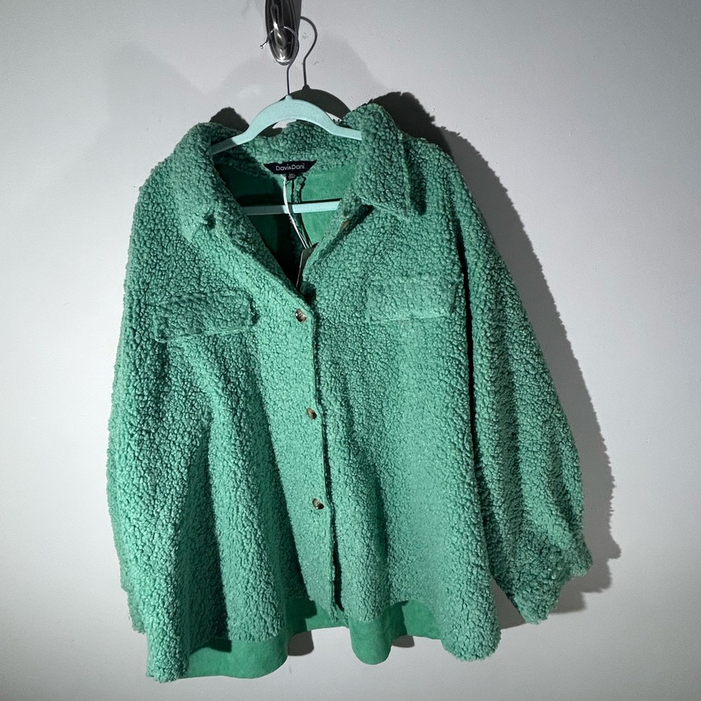 DAVI & DANI Mint Teddy Jacket - Picture 2 of 12